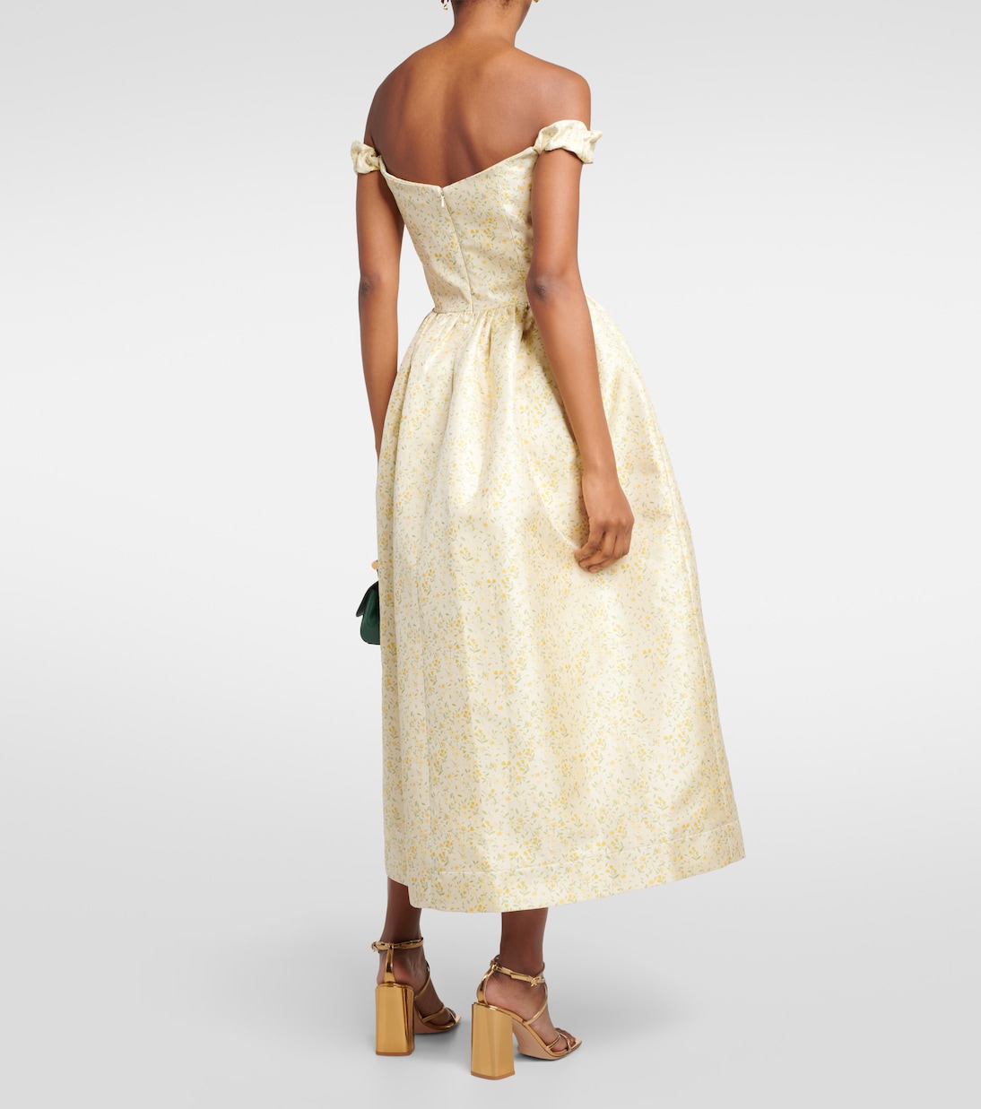 Robe midi brodée à encolure bardot | Markarian