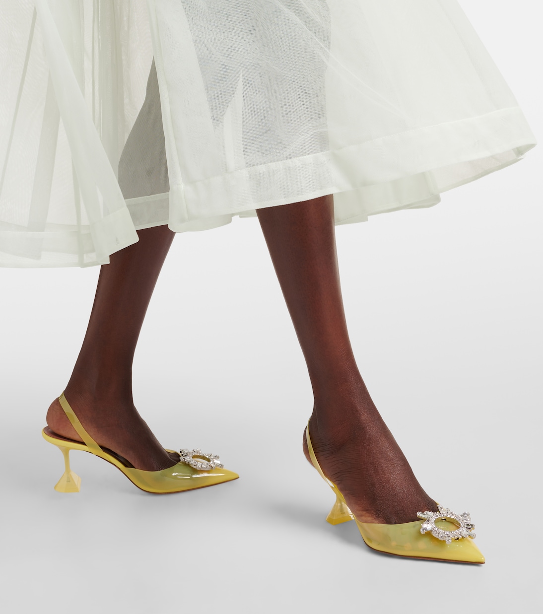 Begum Glass 70 PVC slingback pumps | Amina Muaddi