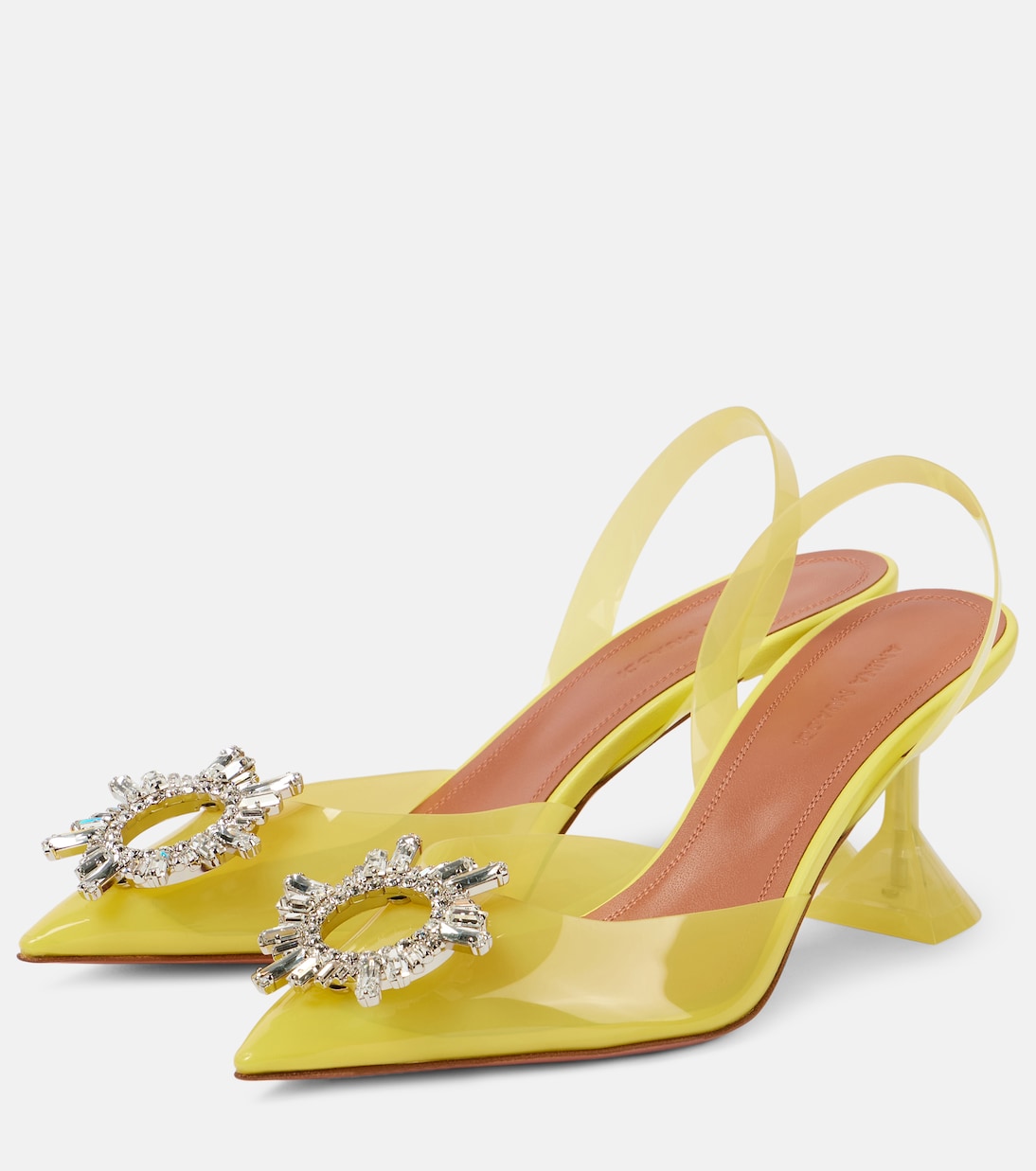 Begum Glass 70 PVC slingback pumps | Amina Muaddi