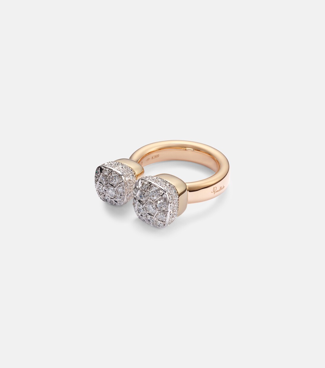 Nudo 18kt rose and white gold ring with diamonds | Pomellato