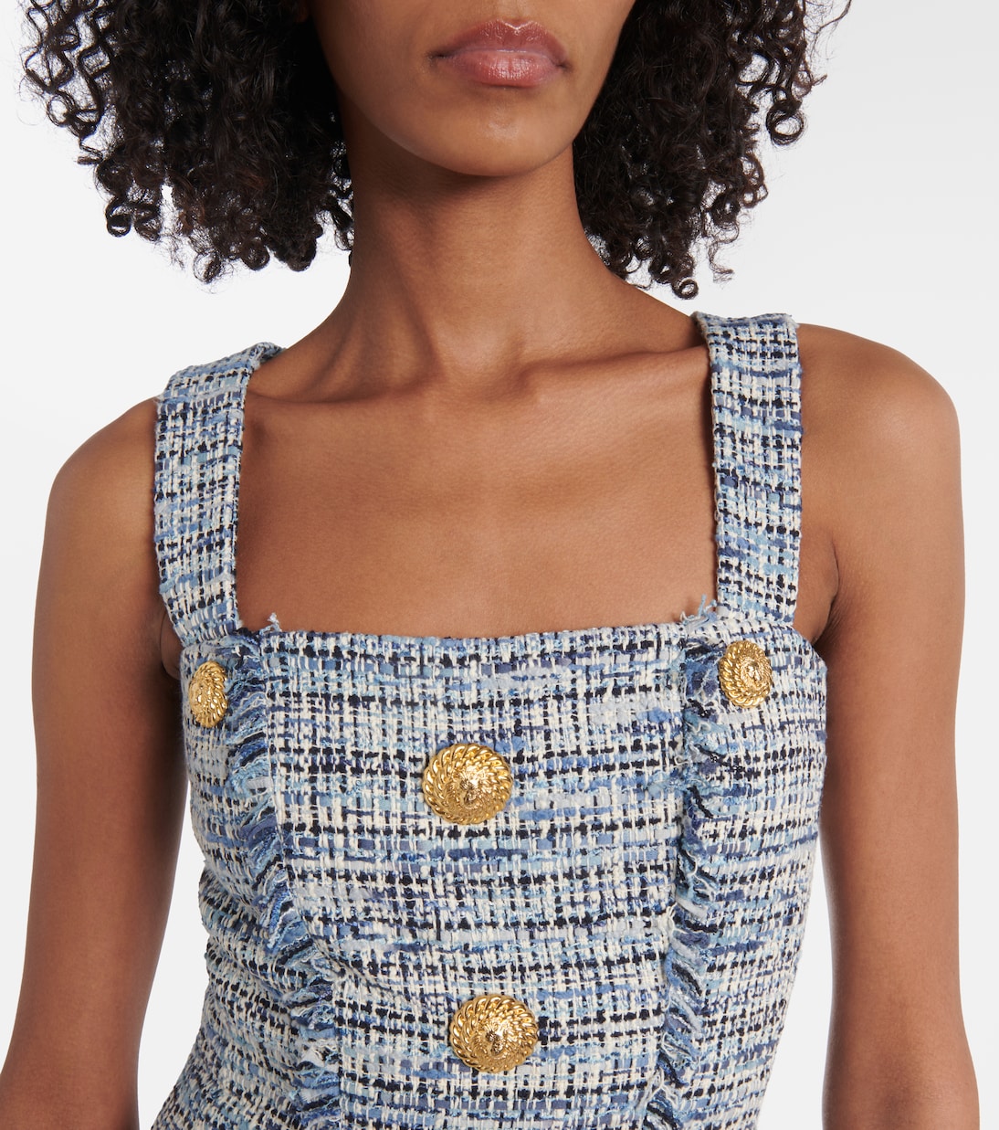 Robe en jean et tweed | Balmain