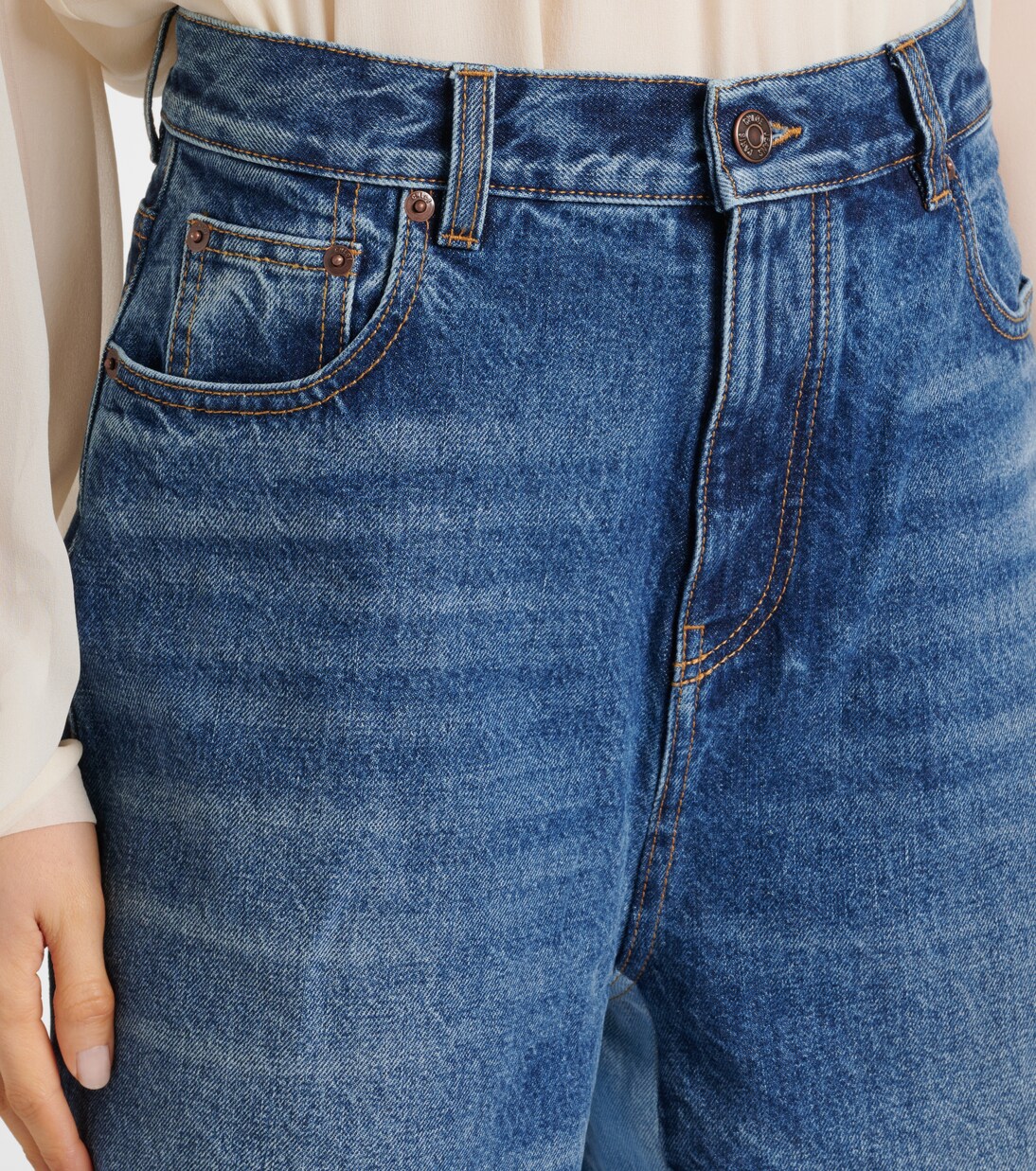 Patchwork high-rise denim culottes | Chloé