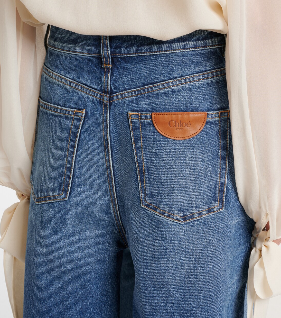 Patchwork high-rise denim culottes | Chloé