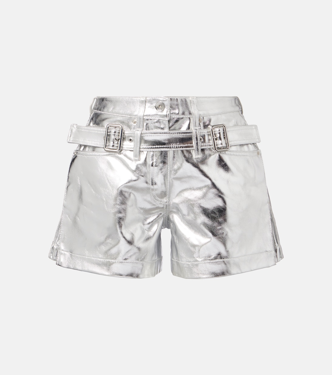 Metallic cotton high-rise shorts | Rabanne