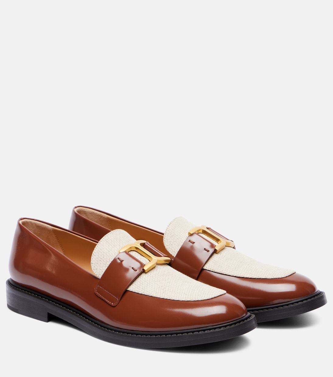 Marcie leather and canvas loafers | Chloé