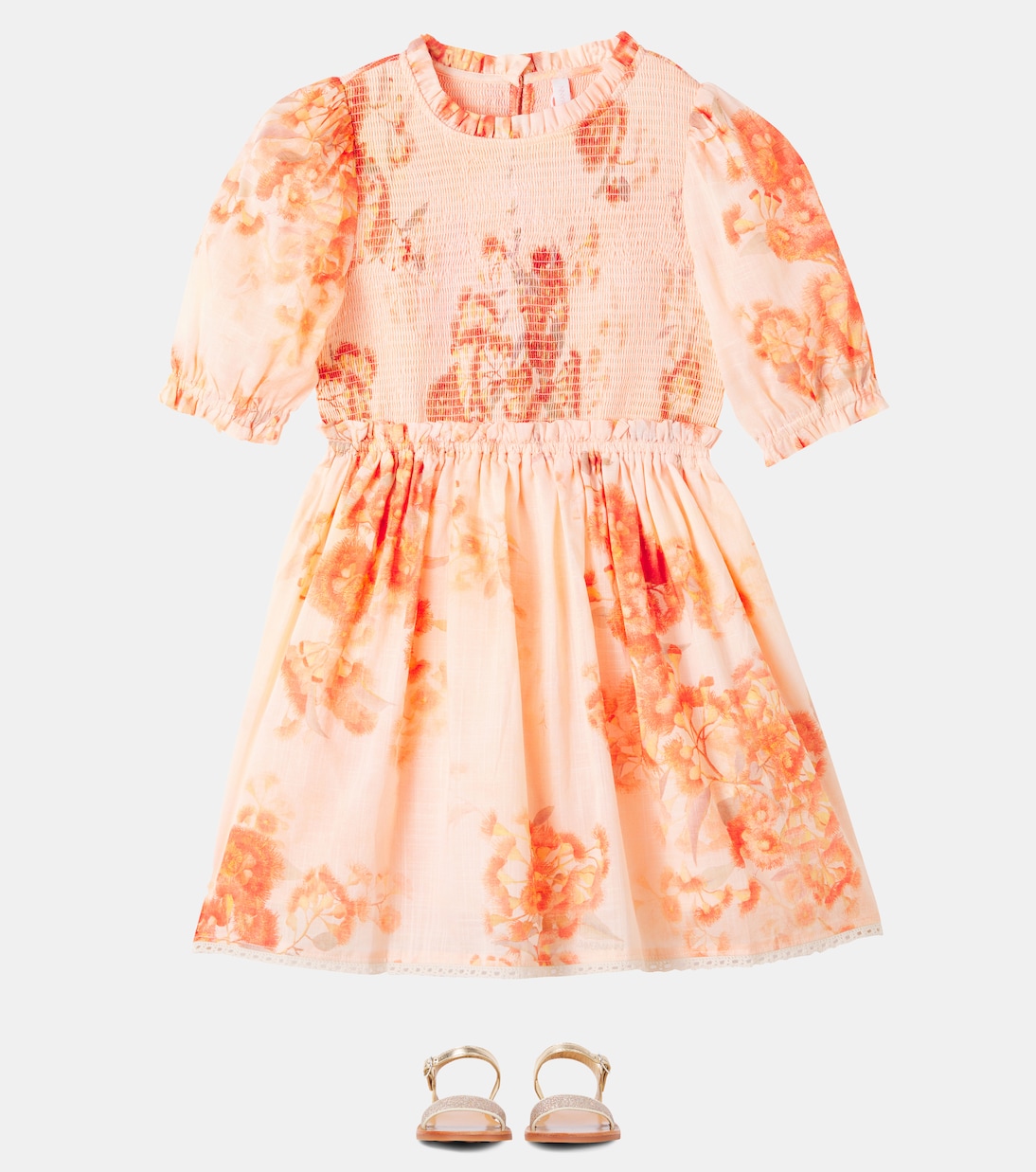 Cascadian floral shirred cotton dress | Zimmermann Kids