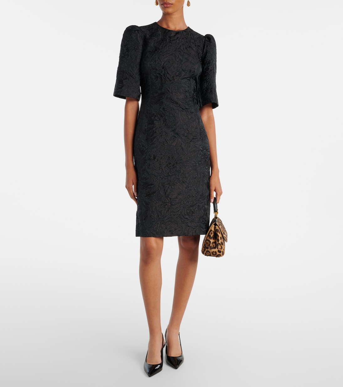 فستان قصير من القطن والحرير المخلوط | Dolce&Gabbana