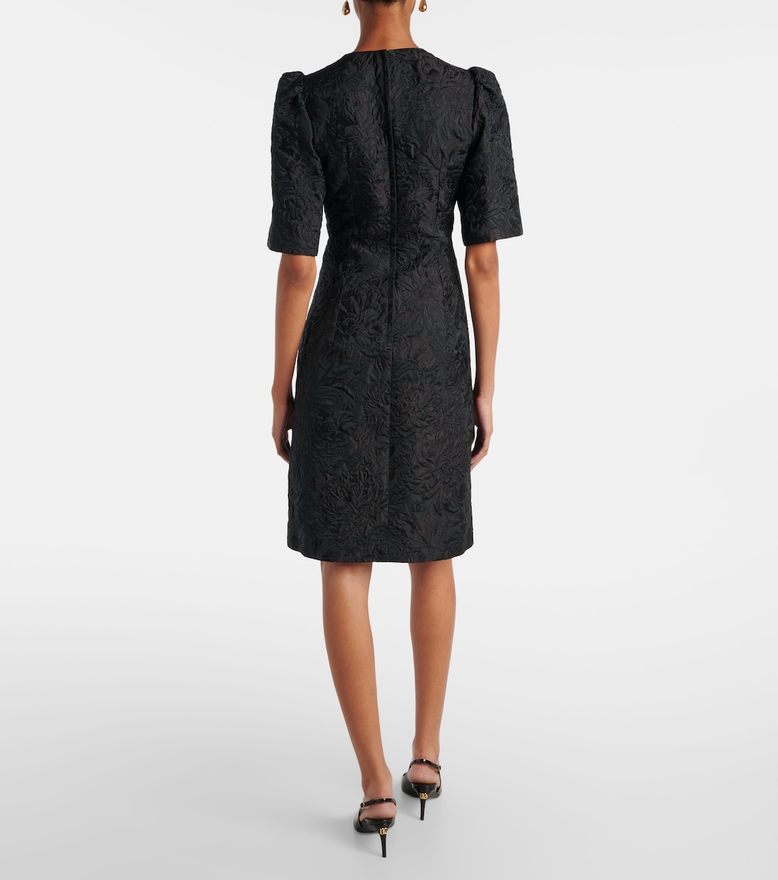 فستان قصير من القطن والحرير المخلوط | Dolce&Gabbana