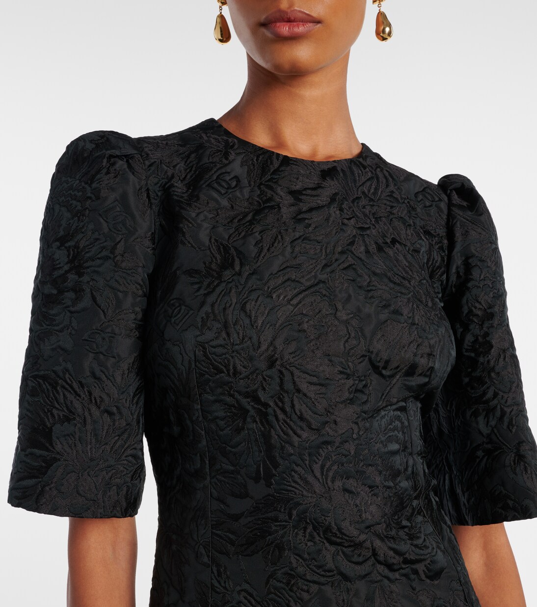 فستان قصير من القطن والحرير المخلوط | Dolce&Gabbana