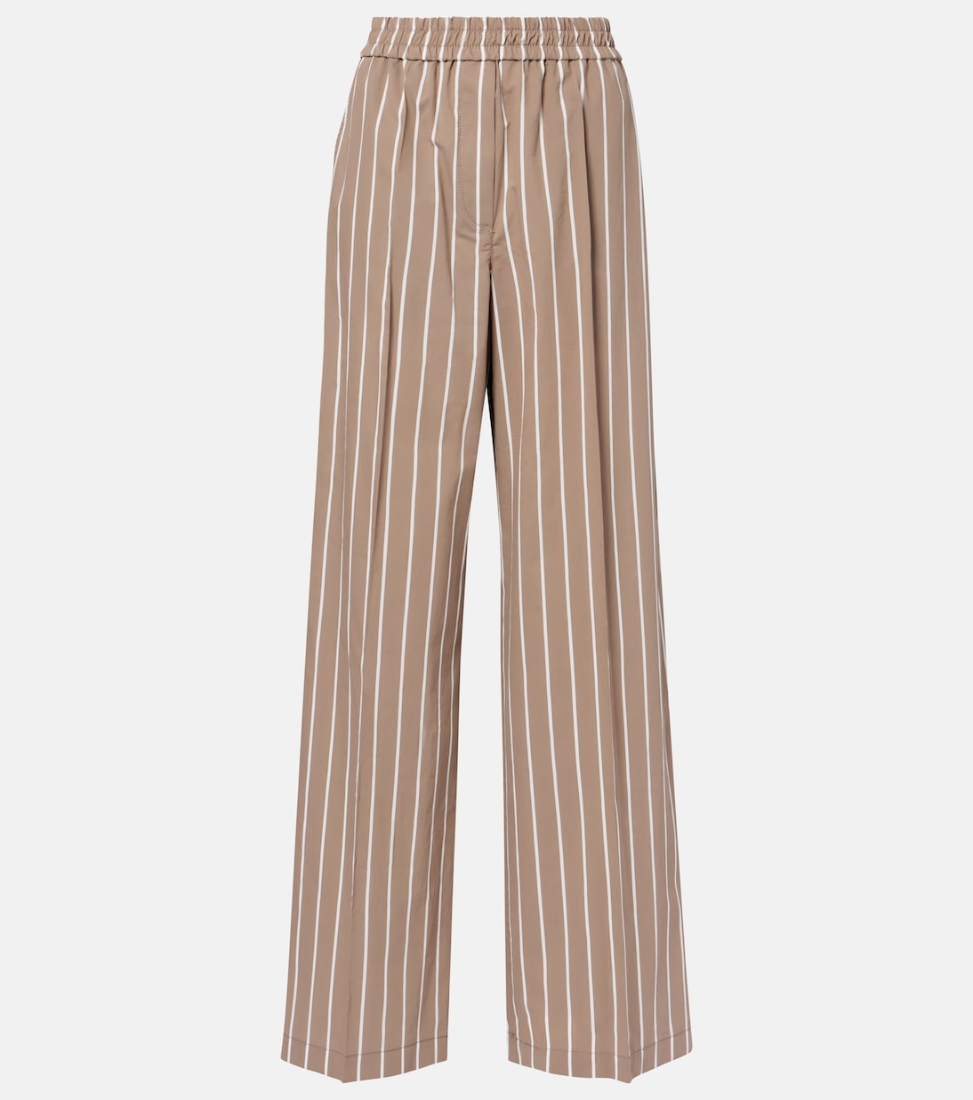 Striped cotton-blend wide-leg pants | Brunello Cucinelli