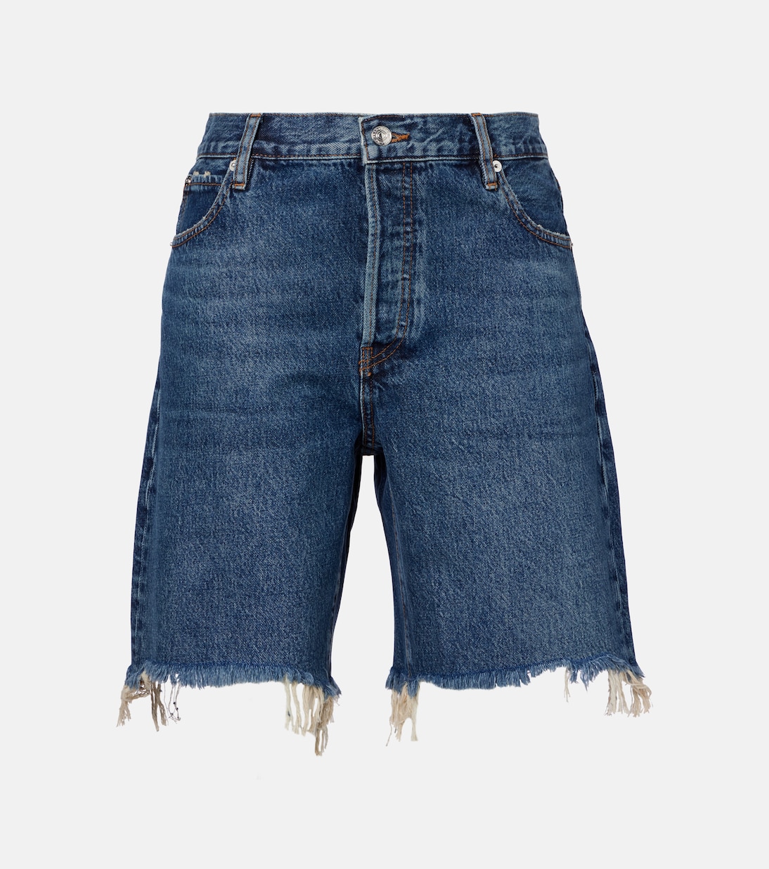 Deconstructed high-rise denim shorts | Frame