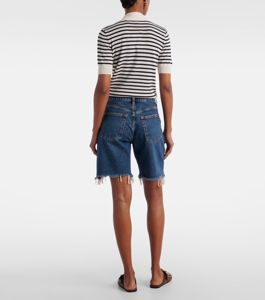 Deconstructed high-rise denim shorts | Frame