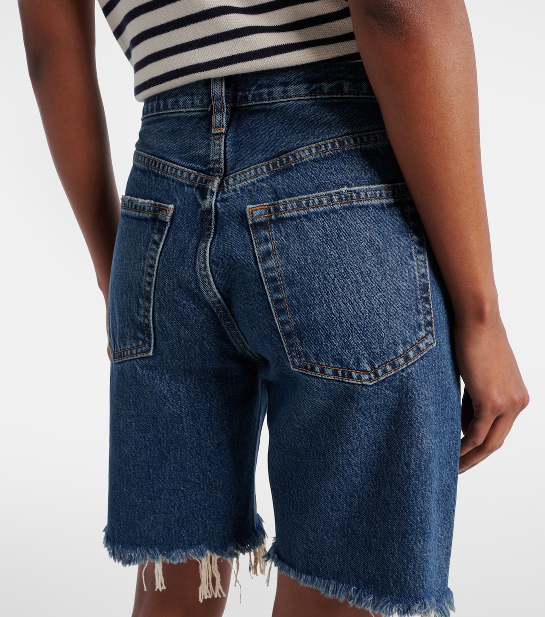 Deconstructed high-rise denim shorts | Frame