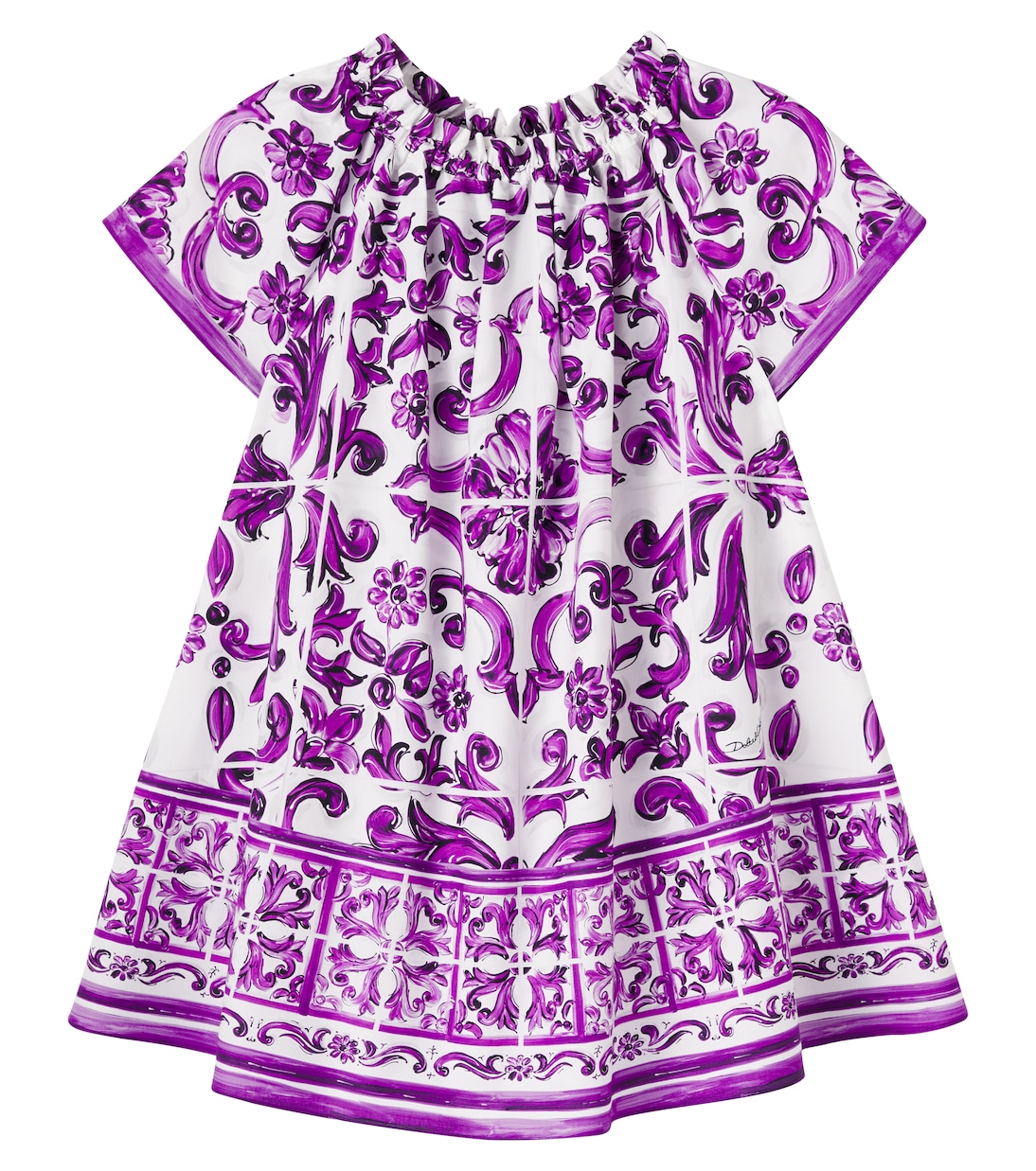Majolica printed cotton poplin dress | Dolce&Gabbana Kids