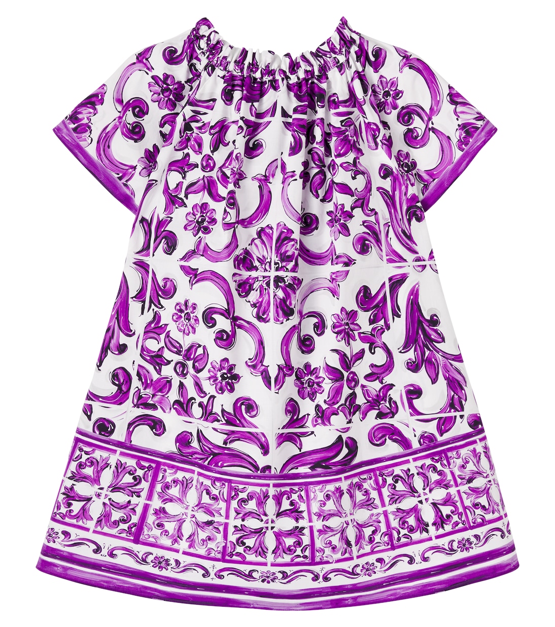 Majolica printed cotton poplin dress | Dolce&Gabbana Kids