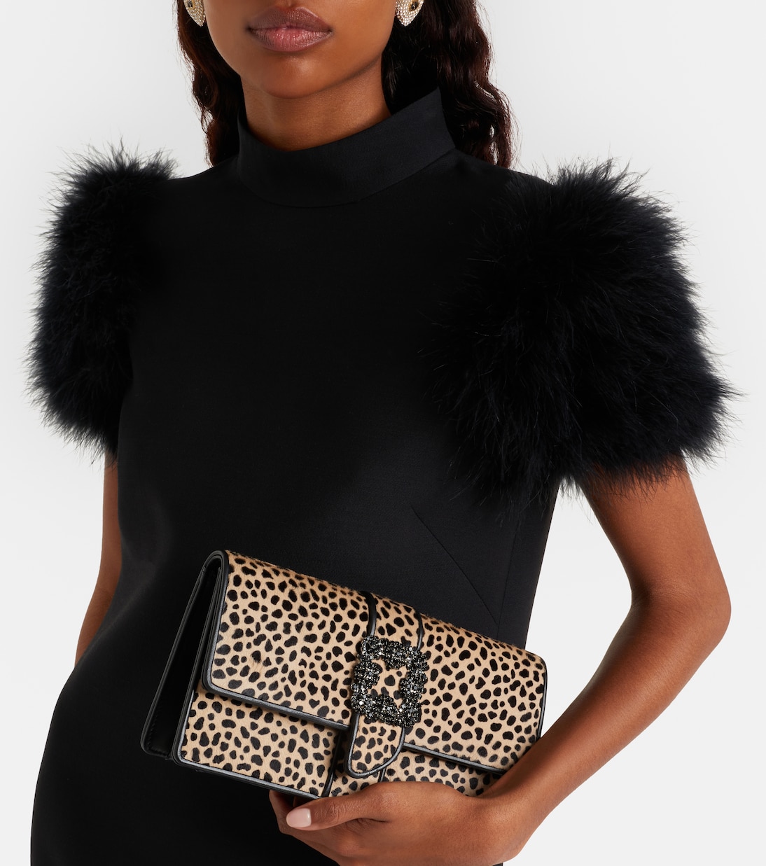 Capri embellished calf hair clutch | Manolo Blahnik