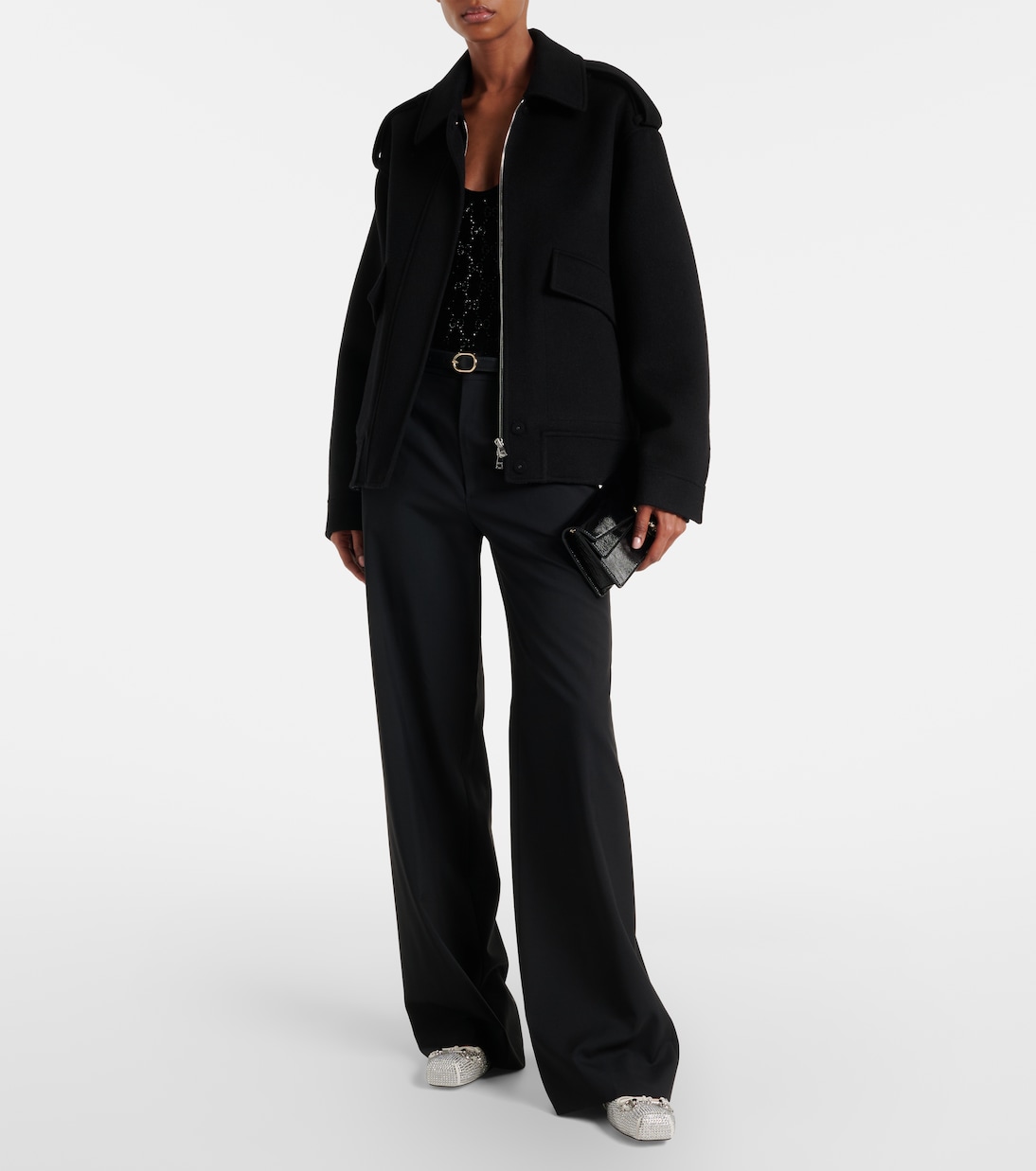 Ballerinas Horsebit aus Leder mit Kristallen | Gucci