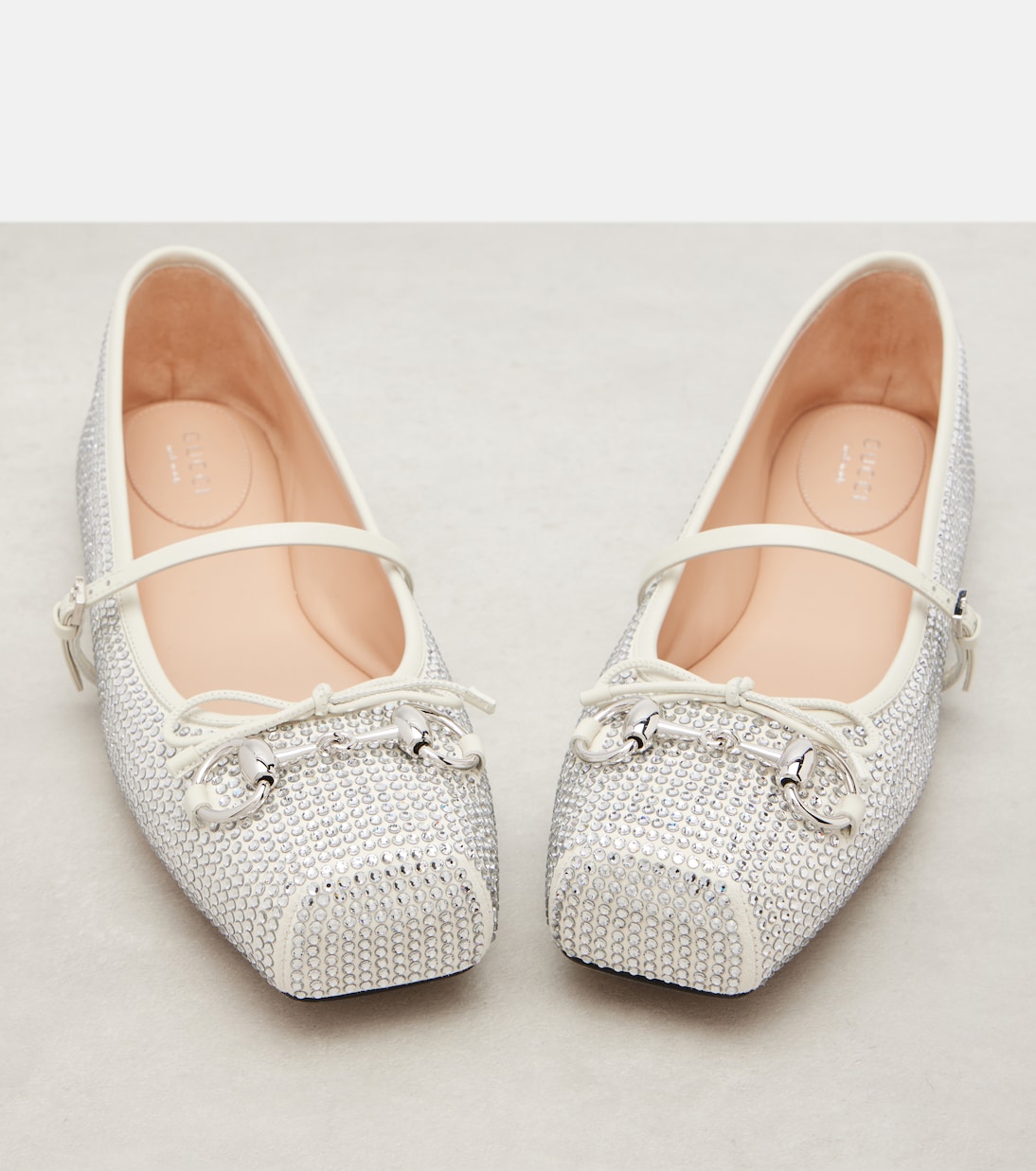 Ballerinas Horsebit aus Leder mit Kristallen | Gucci