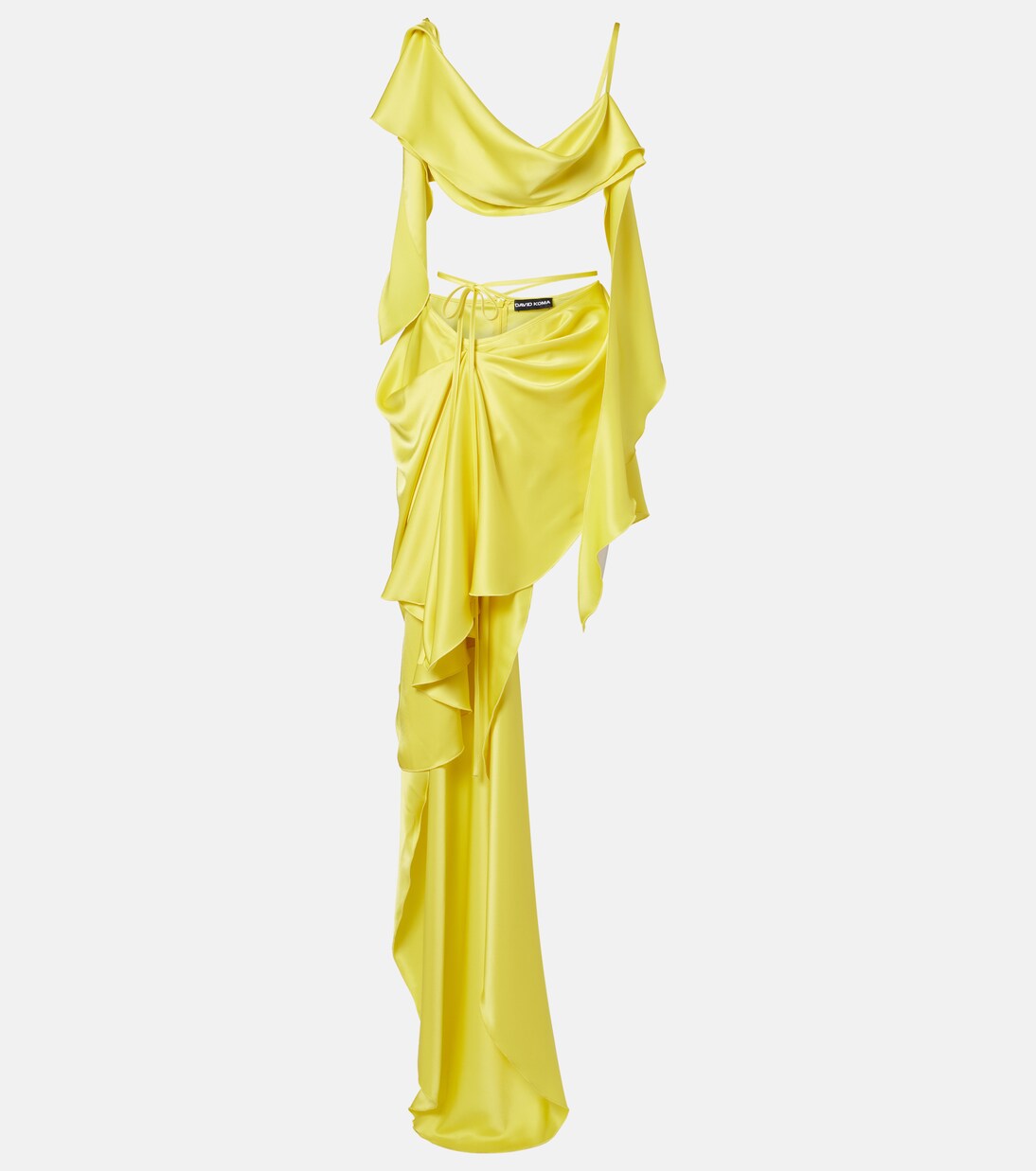 Draped satin top and skirt set | David Koma