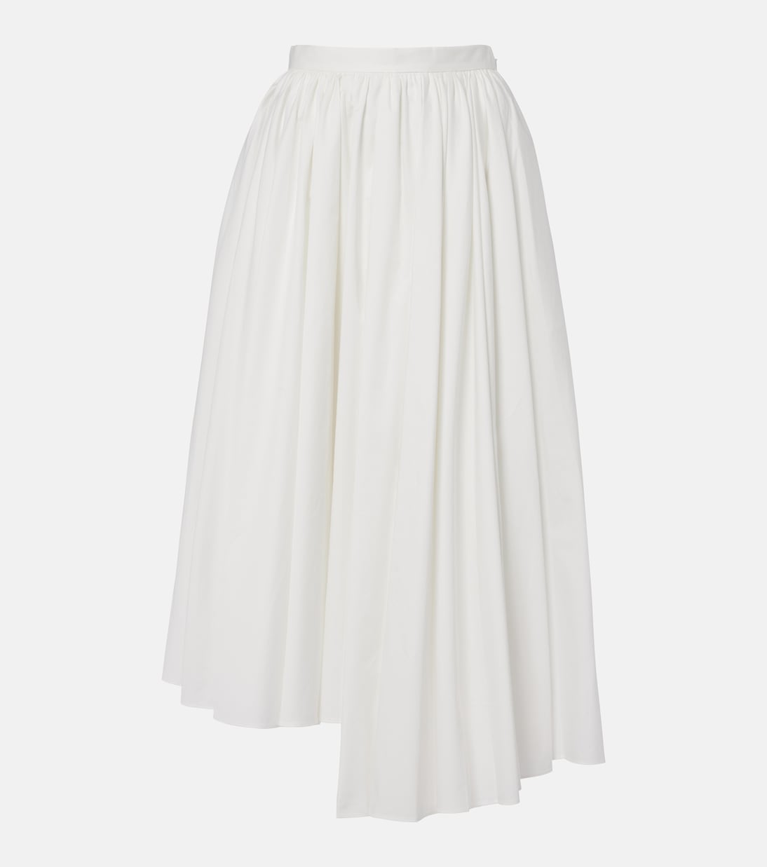 Falda midi asimétrica de popelín de algodón | Self-Portrait