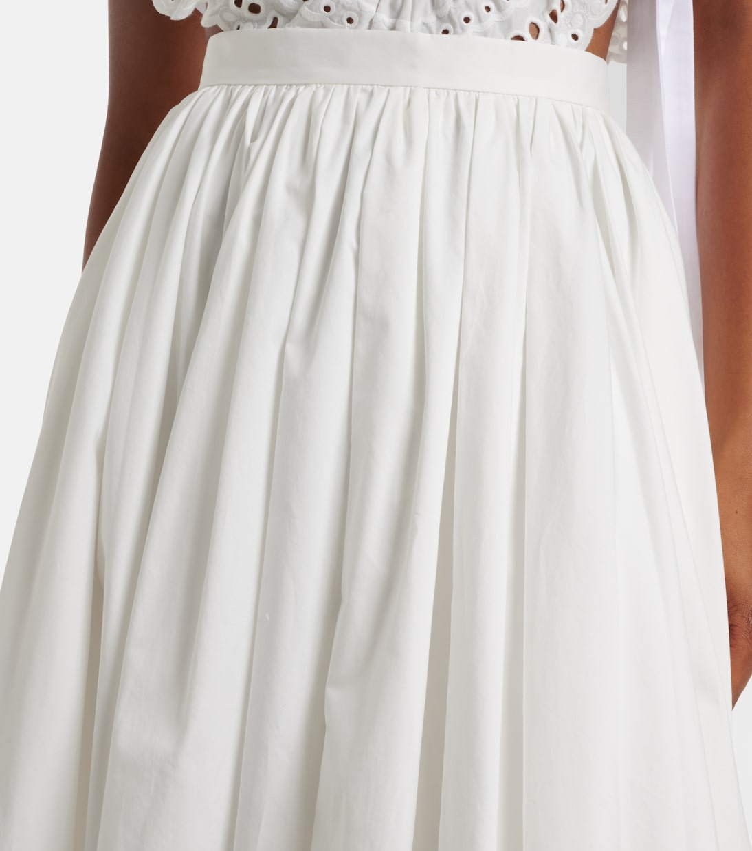 Falda midi asimétrica de popelín de algodón | Self-Portrait