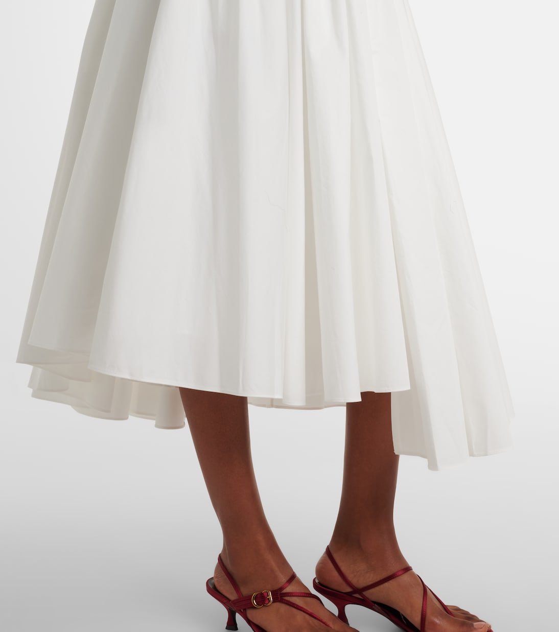 Falda midi asimétrica de popelín de algodón | Self-Portrait