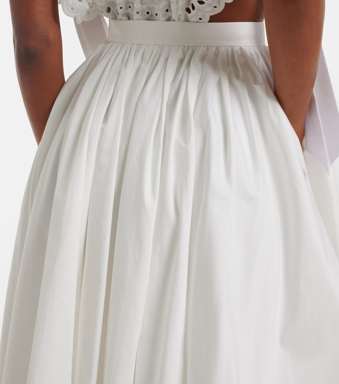 Falda midi asimétrica de popelín de algodón | Self-Portrait