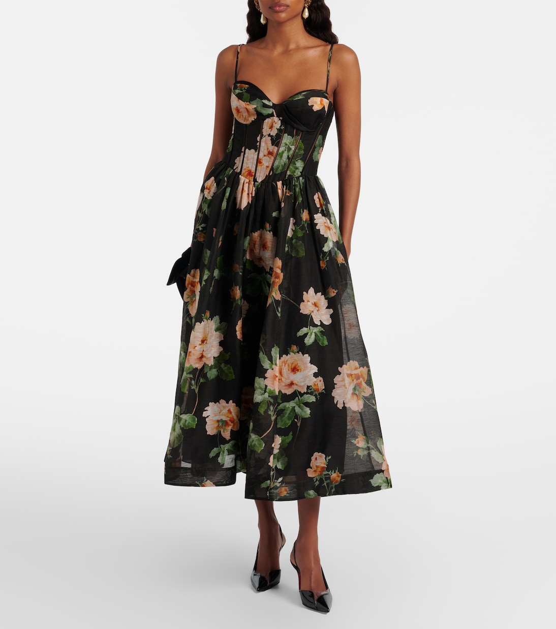 Luna linen and silk organza bustier dress | Zimmermann