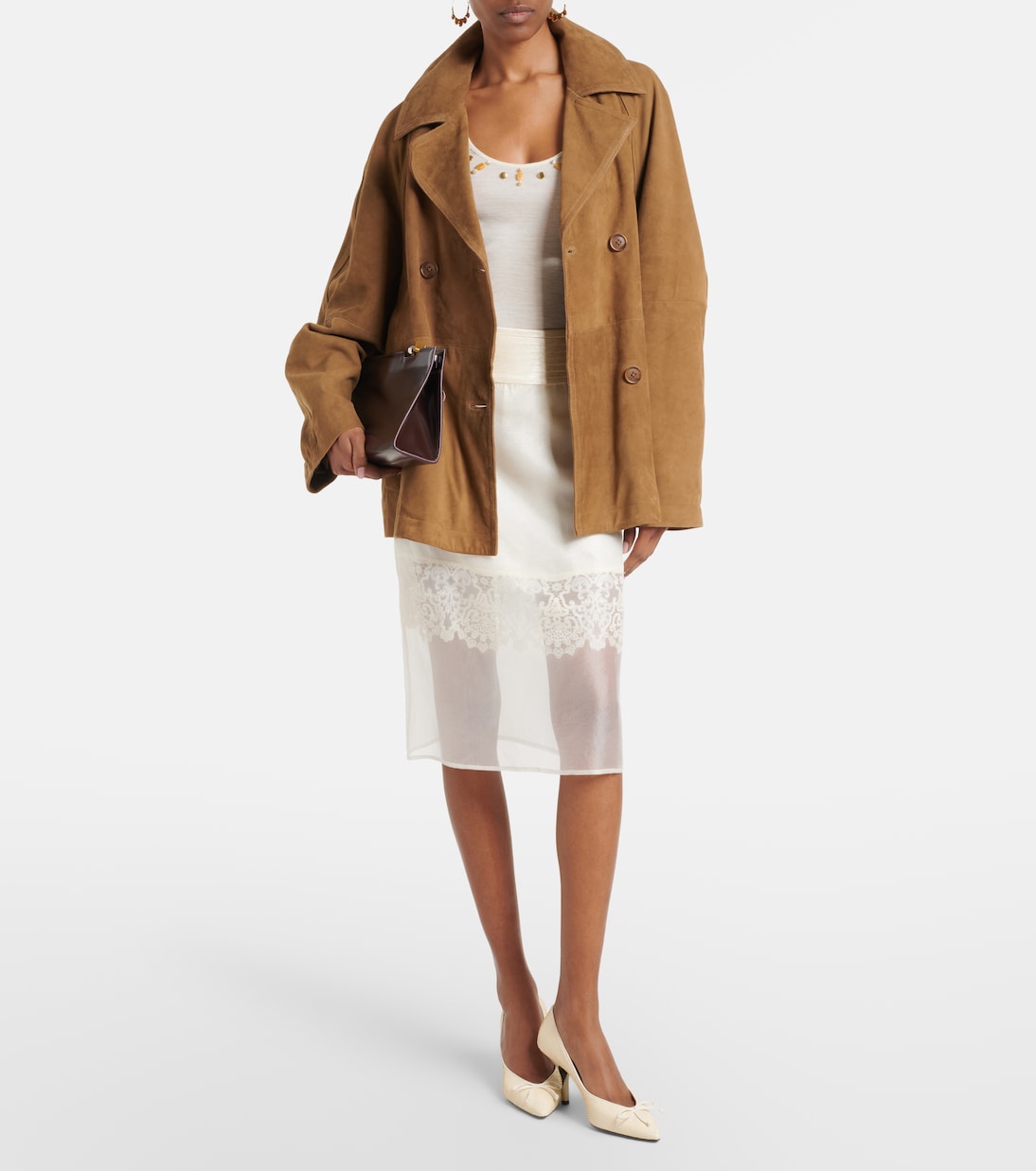 Jupe midi à dentelle | Xu Zhi