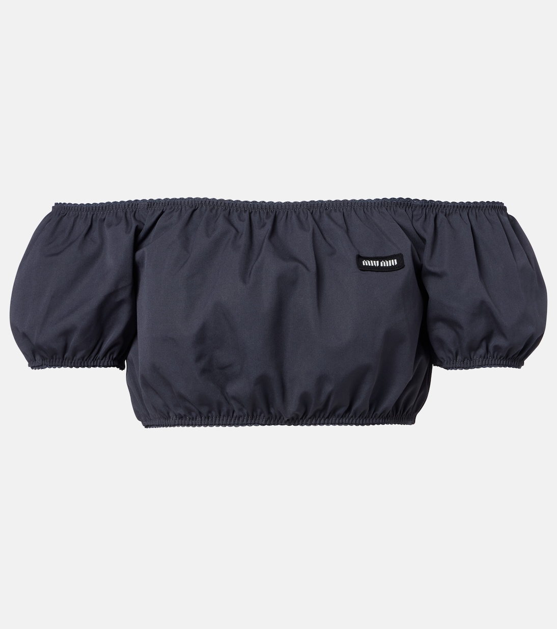 Off-shoulder cotton poplin crop top | Miu Miu