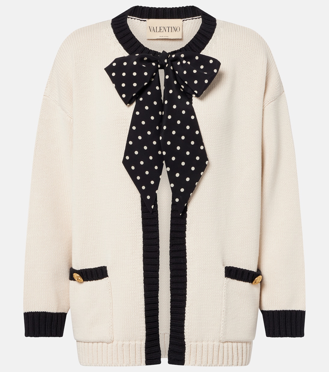 Bow-detail cotton-blend cardigan | Valentino