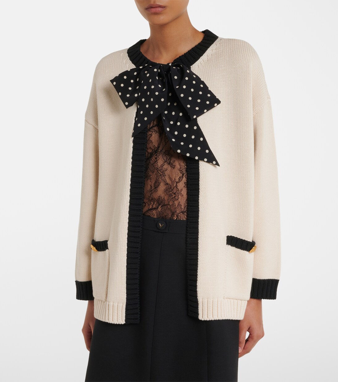 Bow-detail cotton-blend cardigan | Valentino