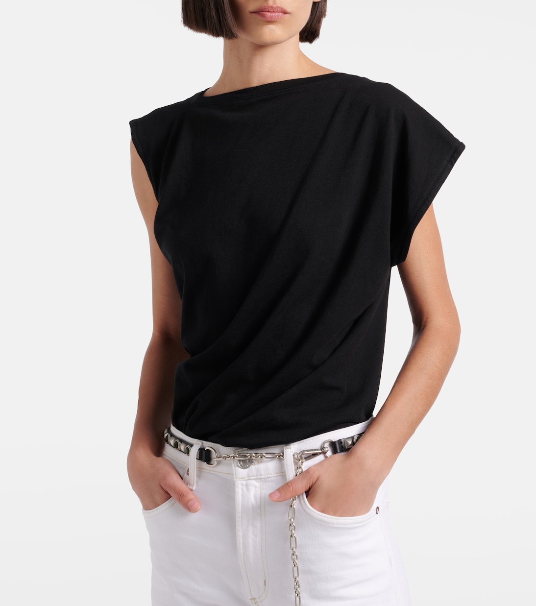 Camiseta asimétrica Beth de jersey de algodón | Agolde