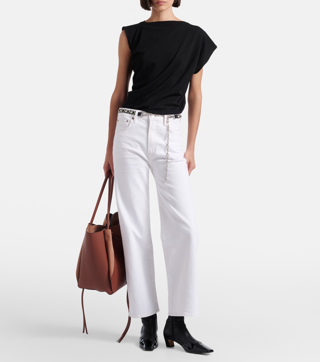 Camiseta asimétrica Beth de jersey de algodón | Agolde