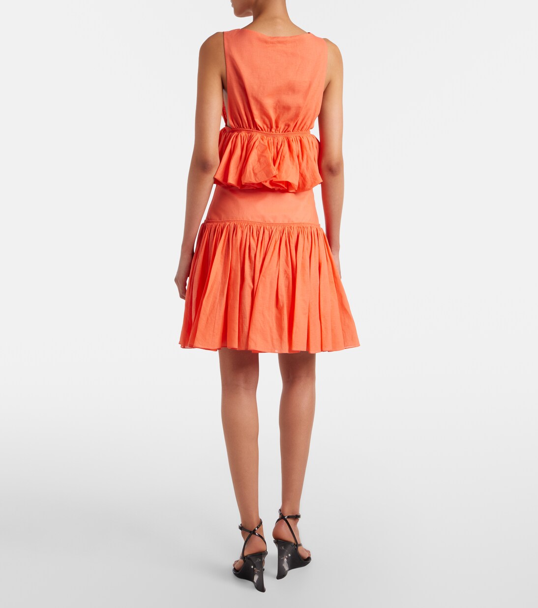 Gathered cotton and linen miniskirt | Alaïa