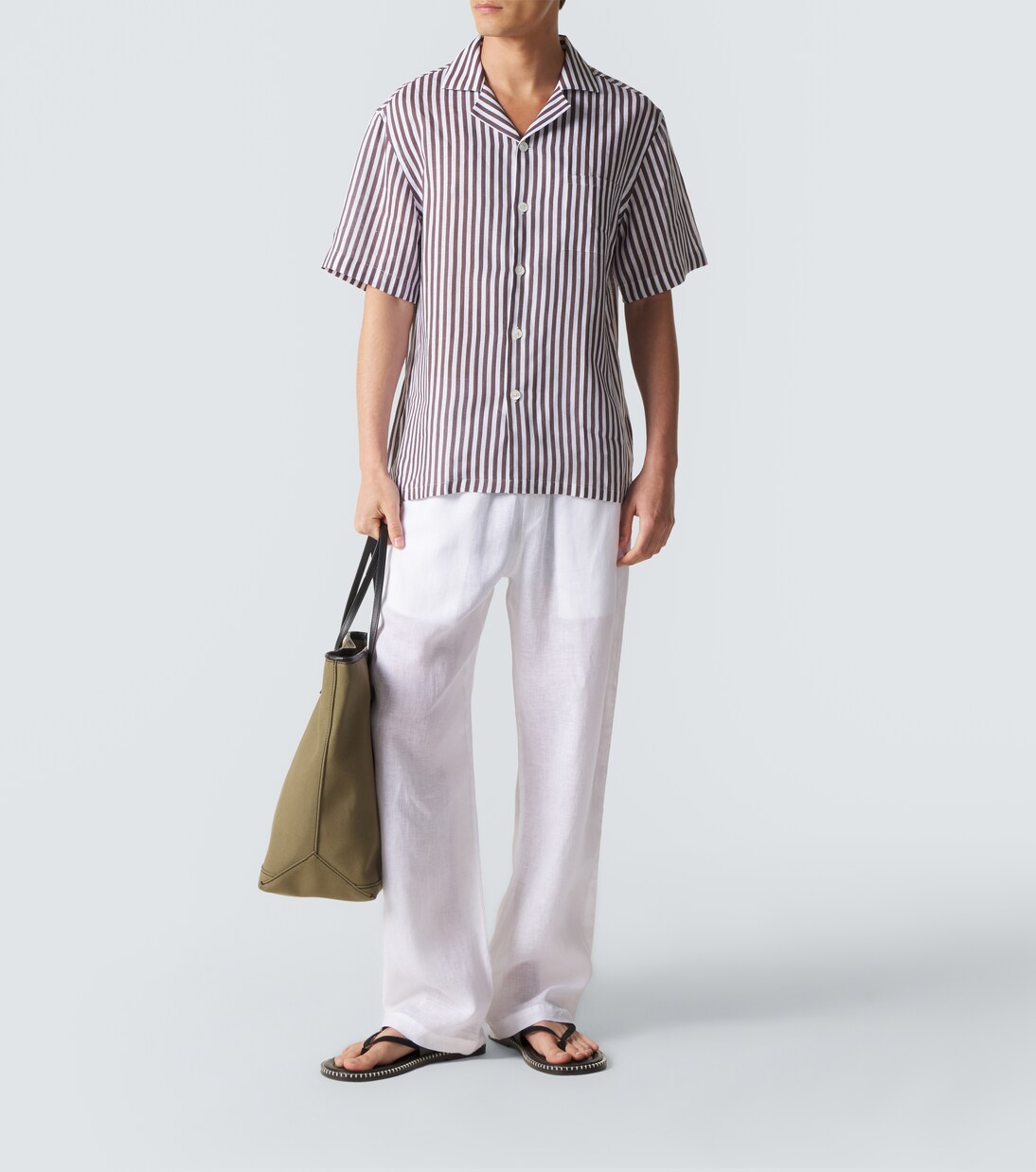 Camisa bowling de lino a rayas | Fedeli