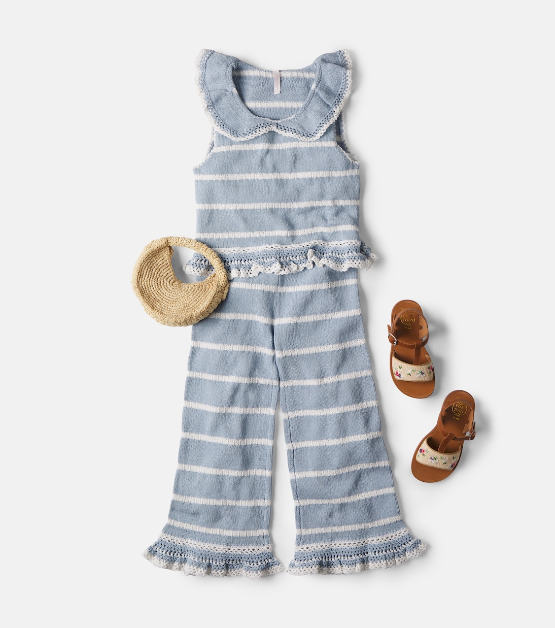 Striped knitted cotton-blend pants | Zimmermann Kids