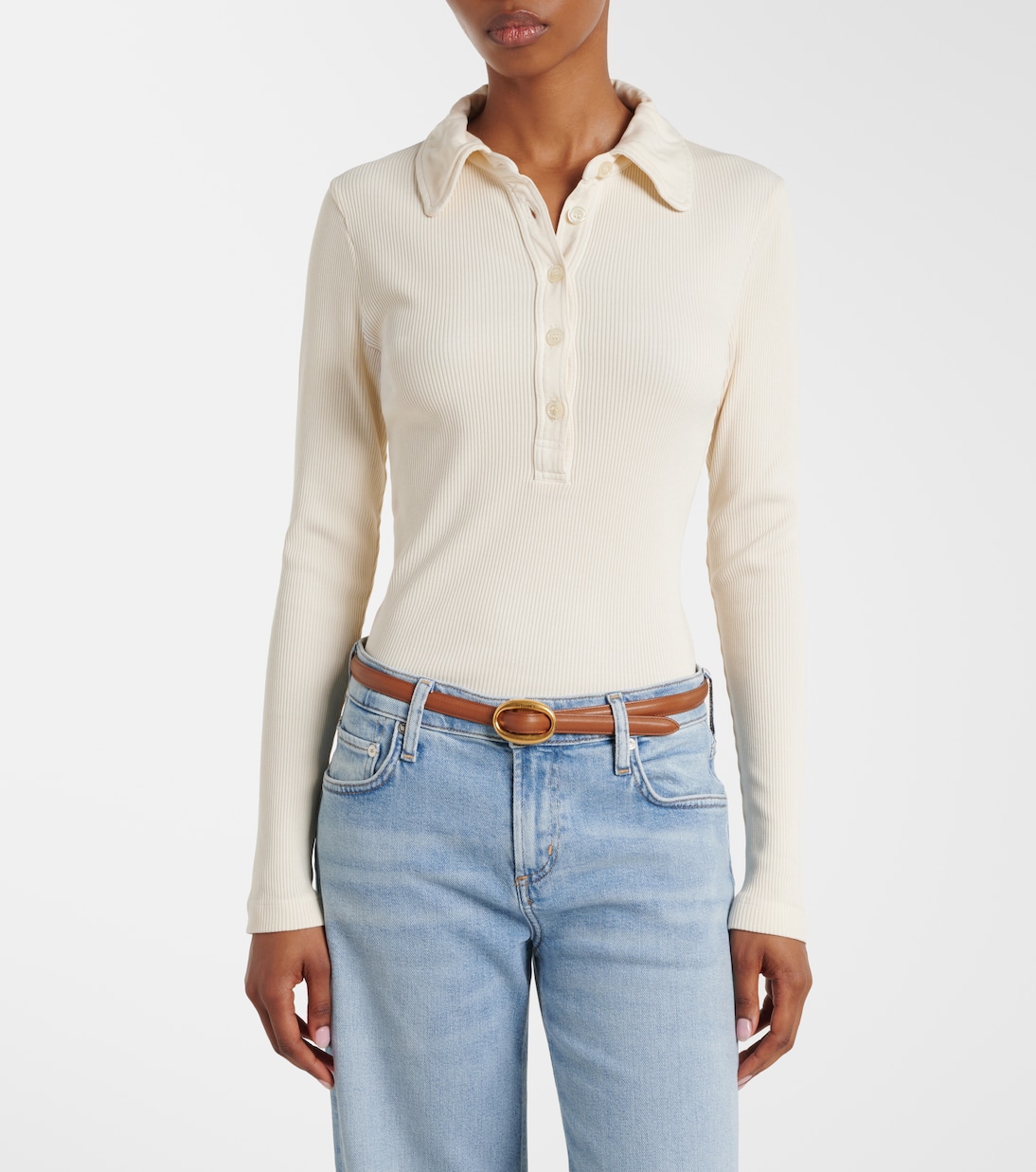 Brea ribbed-knit jersey polo shirt | Citizens of Humanity