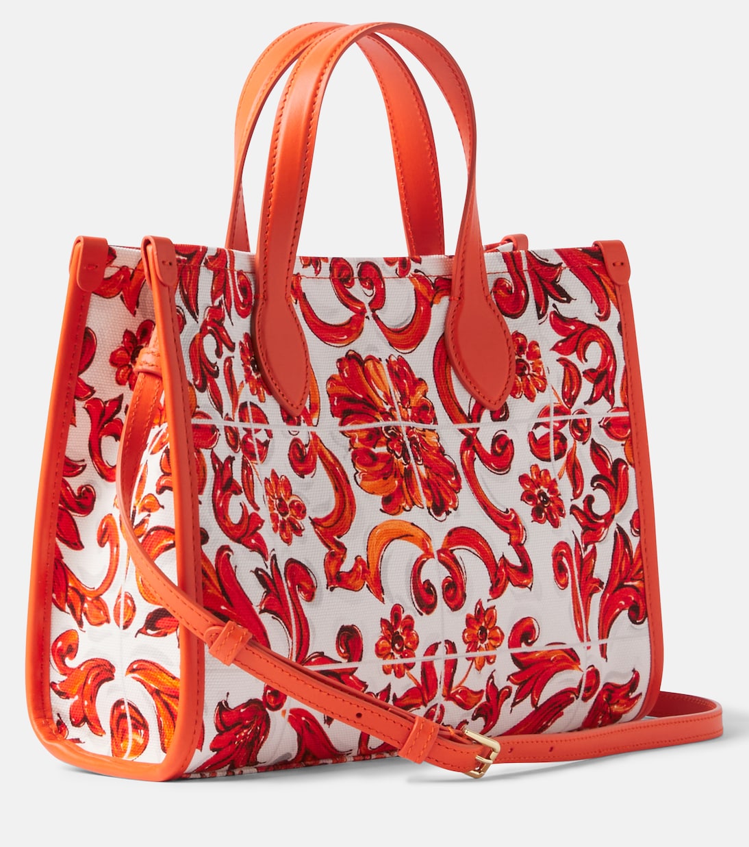 Majolica leather-trimmed canvas tote bag | Dolce&Gabbana Kids