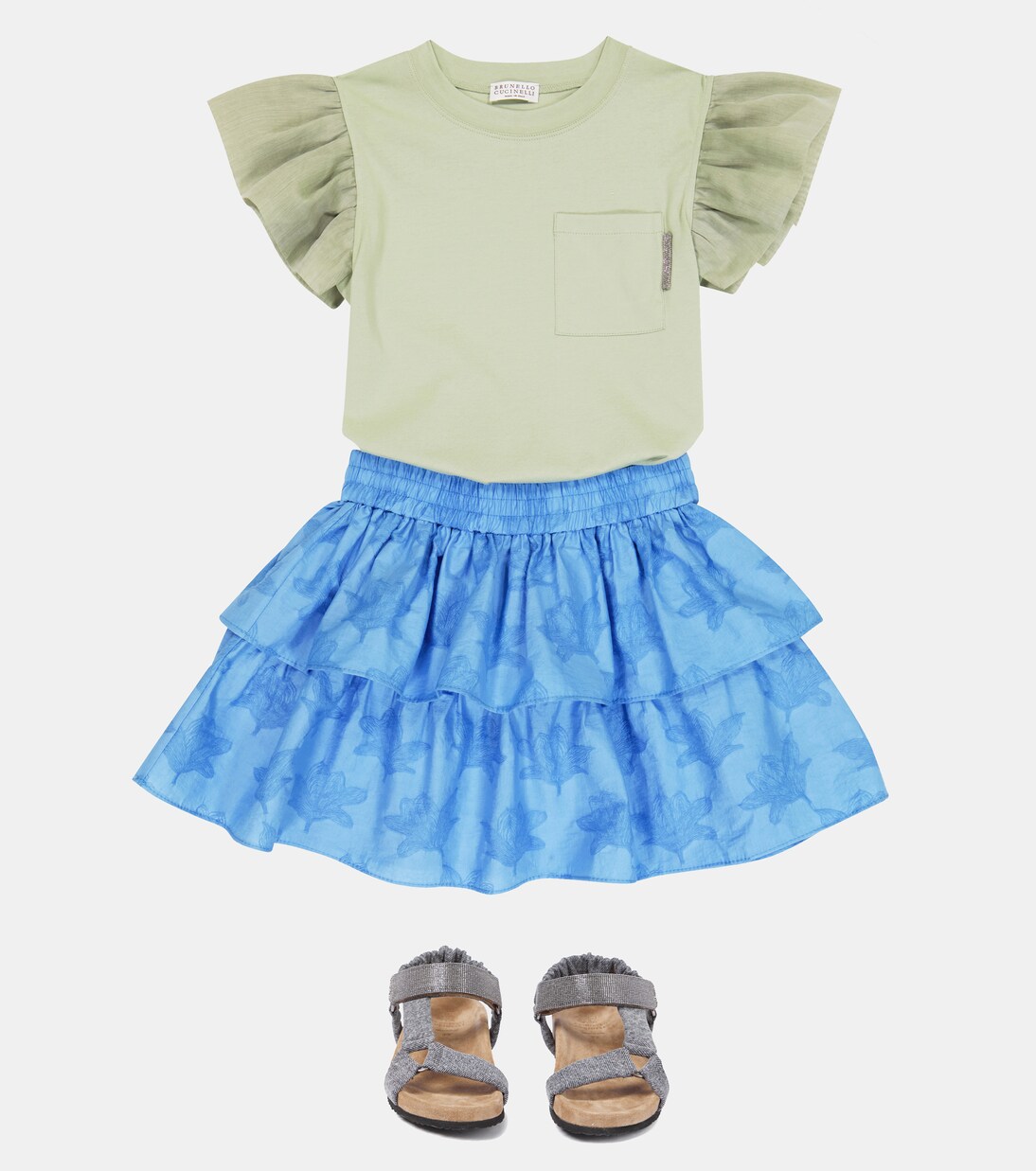 Jupe en jacquard de coton mélangé | Brunello Cucinelli Kids