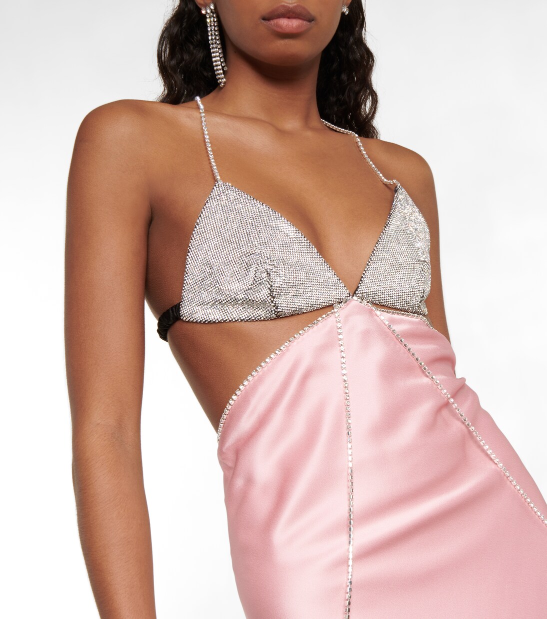 Robe Beatrice en satin de soie à ornements | Dodo Bar Or