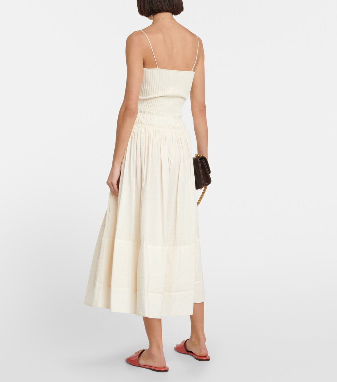 Cotton and linen midi skirt | Tory Burch