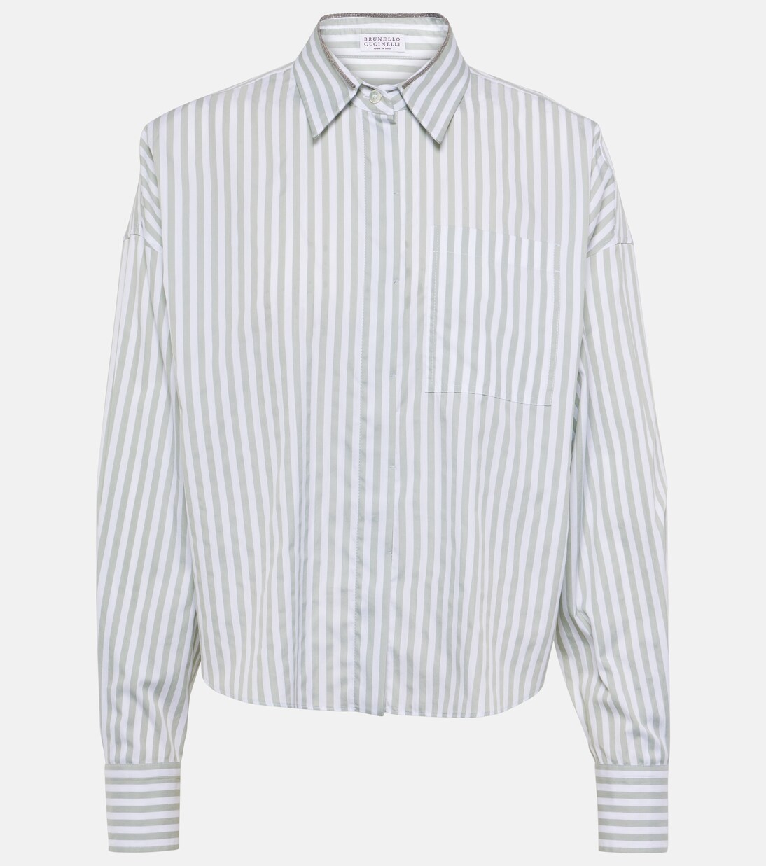 Striped cotton and silk poplin shirt | Brunello Cucinelli
