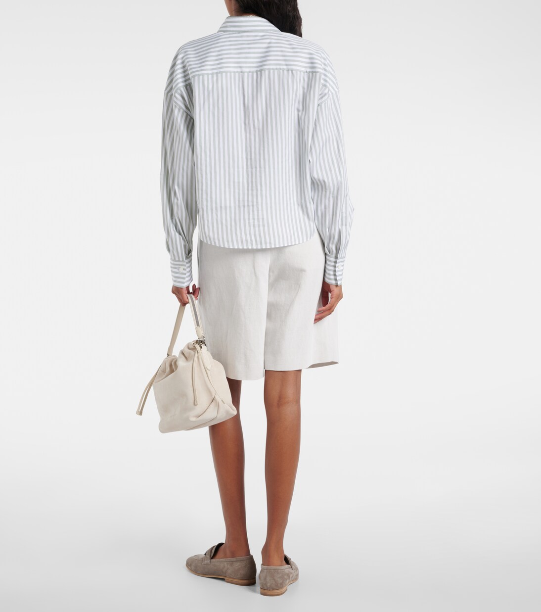 Striped cotton and silk poplin shirt | Brunello Cucinelli