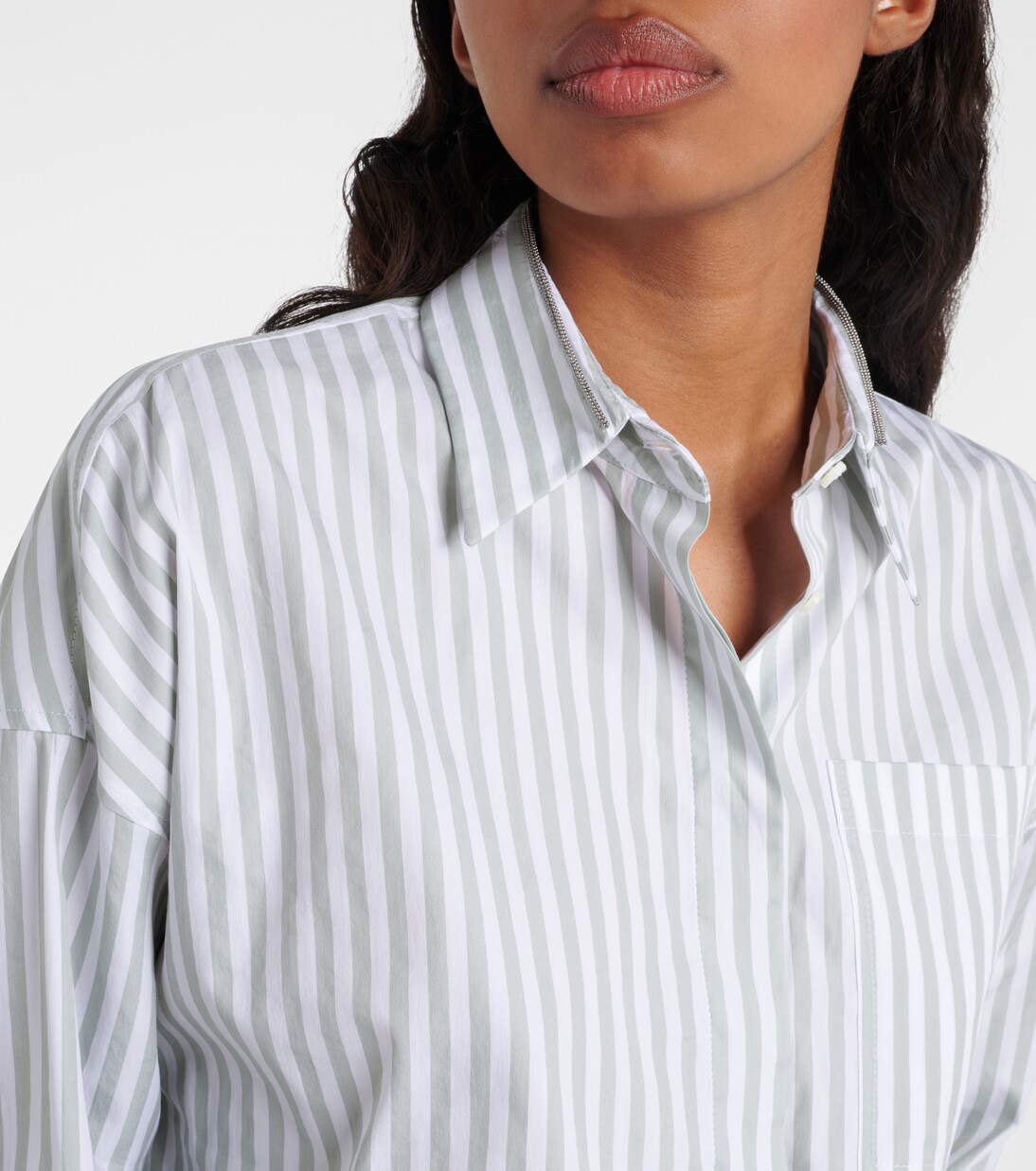 Striped cotton and silk poplin shirt | Brunello Cucinelli