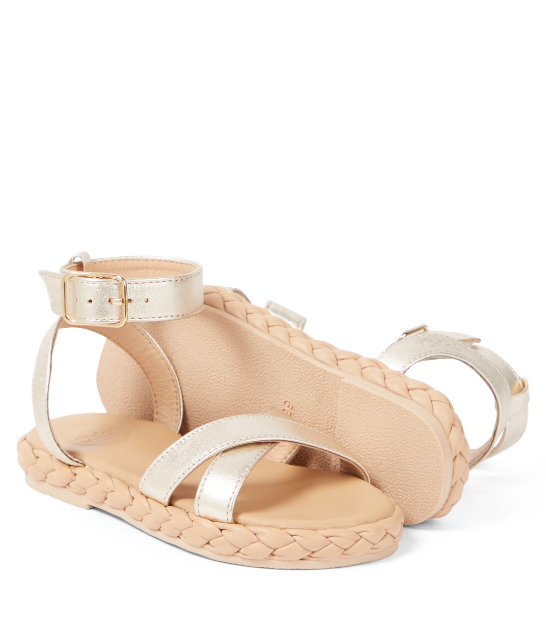 Sandalen aus Metallic-Leder | Chloé Kids