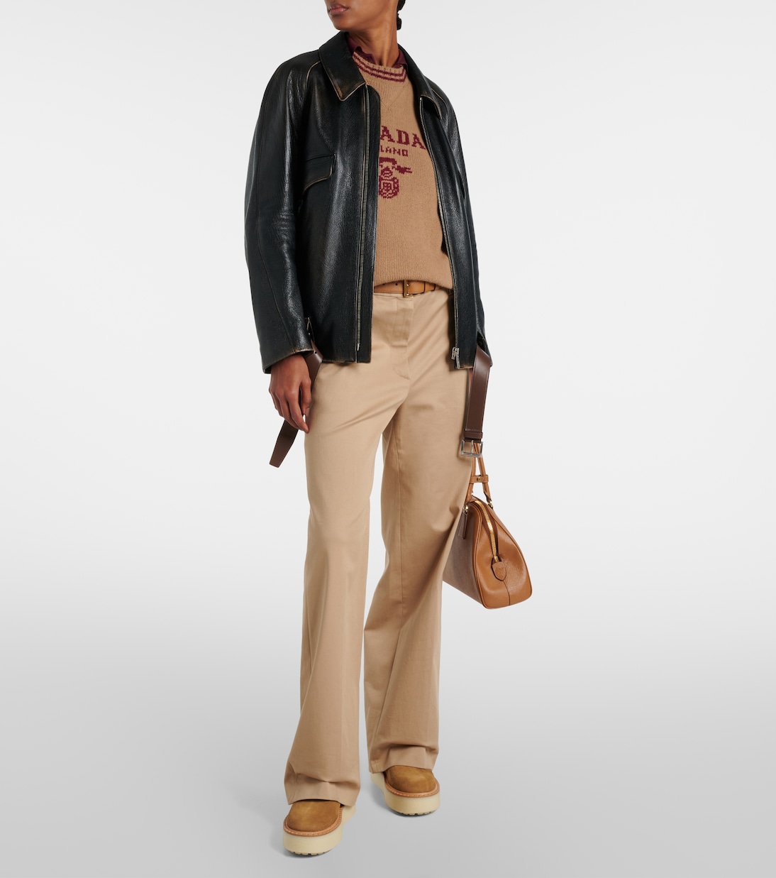 Shearling-lined suede ankle boots | Prada