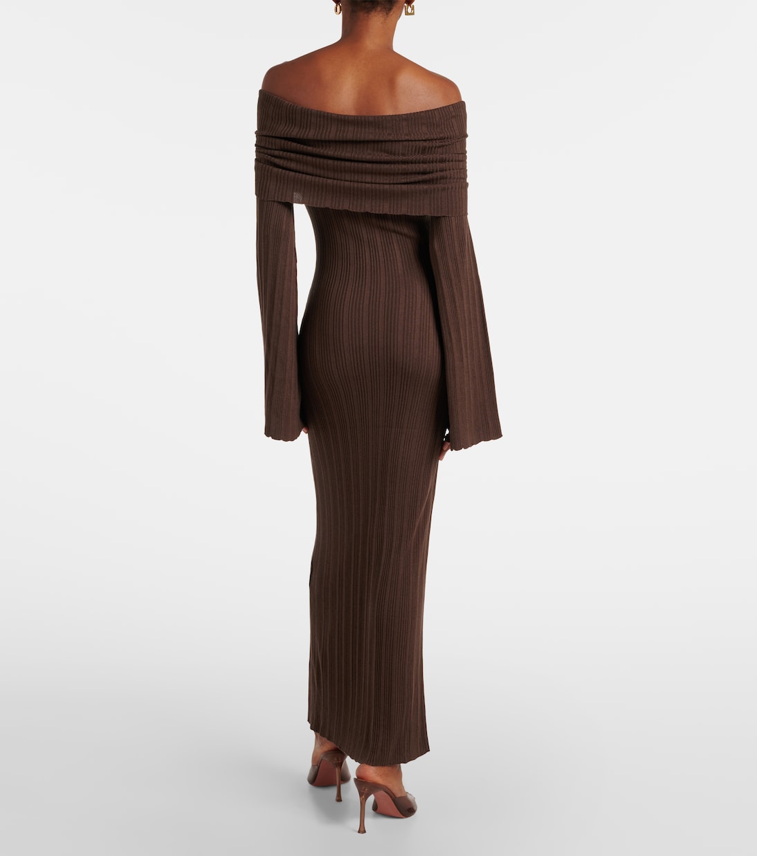 Off-shoulder silk-blend jersey maxi dress | Aya Muse