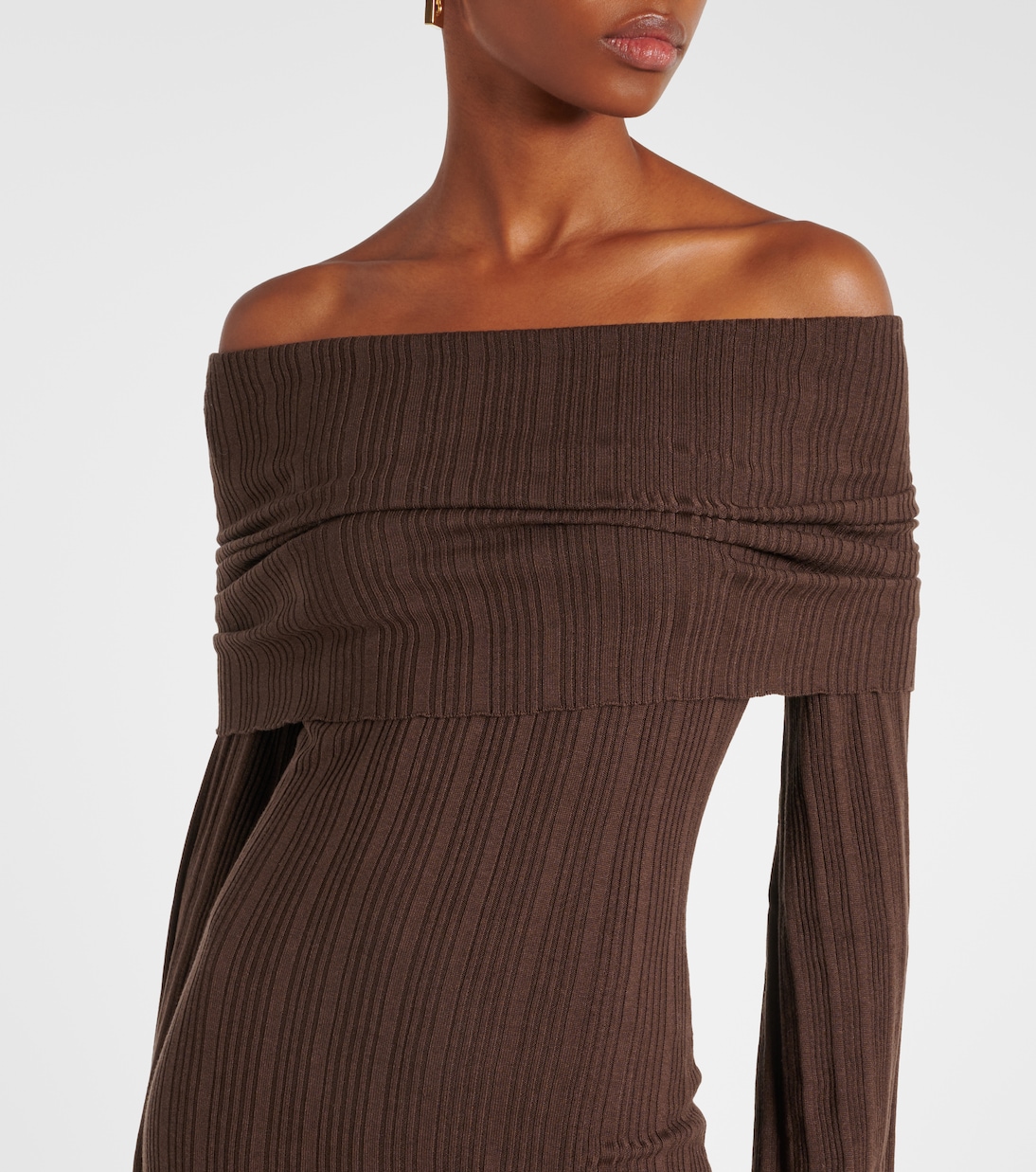 Off-shoulder silk-blend jersey maxi dress | Aya Muse