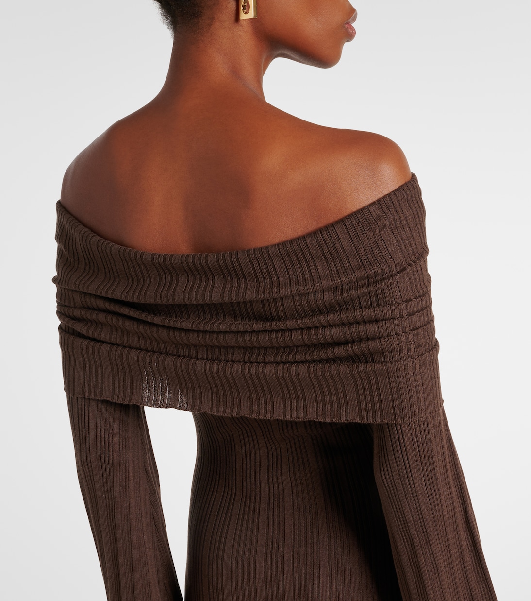 Off-shoulder silk-blend jersey maxi dress | Aya Muse